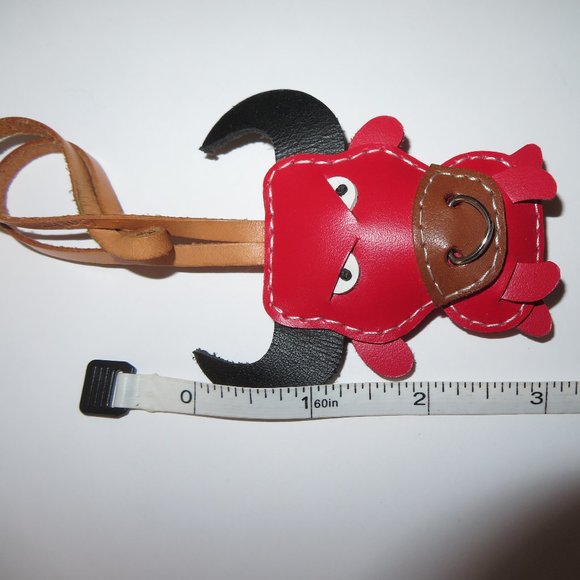 Cool Leather Bull Key Ring Key Fob Bag Charm - Picture 11 of 12
